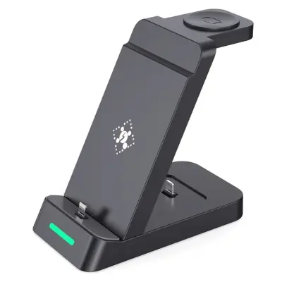 3in1 Trådlös Laddare iPhone Apple Watch Airpods B20 (Svart)