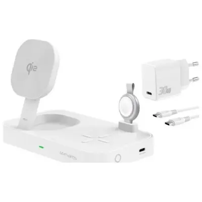4smarts Qi2 Trådlös Laddare Apple Watch iPhone Airpods - Vit