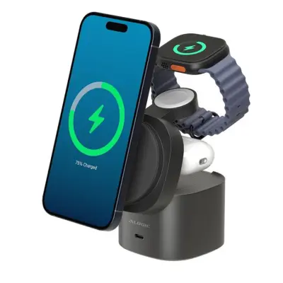 Alogic Qi2 4-in-1 Trådlös Laddare iPhone, Apple Watch, AirPods