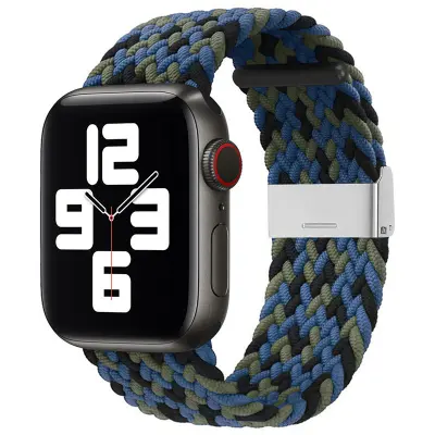Apple Watch 2/3/4/5/6/7/SE (38/40/41mm) Armband Braided Tyg - Blå