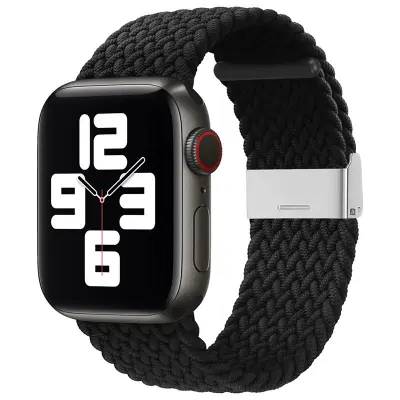 Apple Watch 2/3/4/5/6/7/SE (38/40/41mm) Armband Braided Tyg - Svart