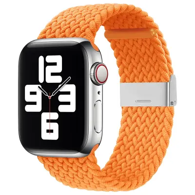 Apple Watch 2/3/4/5/6/7/SE/Ultra (42/44/45/49mm) Armband Braided Tyg - Orange
