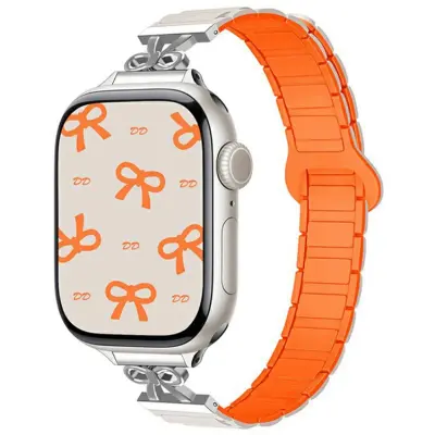 Apple Watch 38/40/41/42mm Armband Magnetic Bowknot - Starlight/Orange