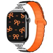 Apple Watch 38/40/41/42mm Armband Magnetic Bowknot - Svart/Orange
