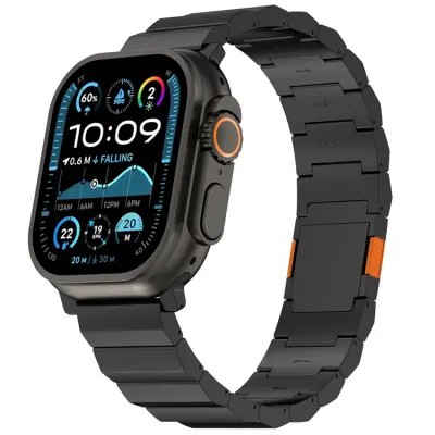 Apple Watch (38/40/41/42mm) Armband Titan Alloy (Svart/Orange)