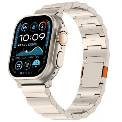 Apple Watch (38/40/41/42mm) Armband Titan Alloy (Titanium/Orange)
