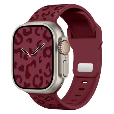 Apple Watch (38/40/41mm) Armband Leopard Texture - Röd