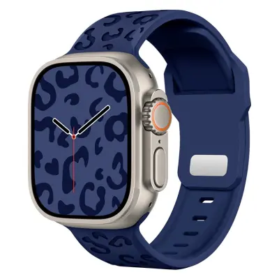 Apple Watch (42/44/45/46/49mm) Armband Leopard Texture - Blå
