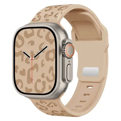 Apple Watch (42/44/45/46/49mm) Armband Leopard Texture - Milk Tea