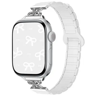 Apple Watch 42/44/45/46/49mm Armband Magnetic Bowknot - Ceramic Vit