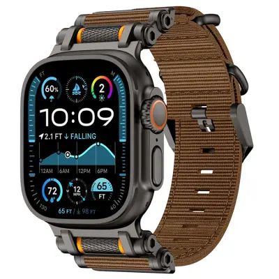 Apple Watch 42/44/45/46/49mm Armband Nylon - Brun