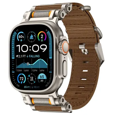 Apple Watch 42/44/45/46/49mm Armband Nylon - Brun