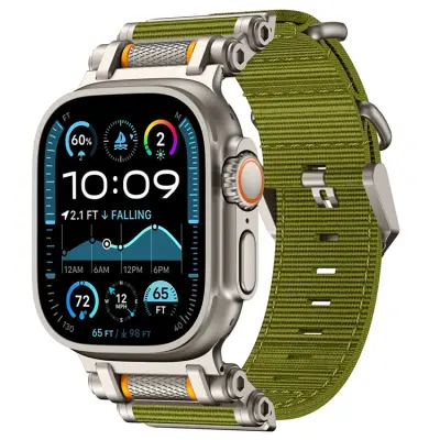 Apple Watch 42/44/45/46/49mm Armband Nylon - Grön