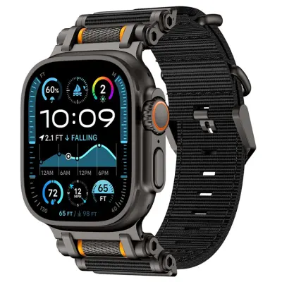 Apple Watch 42/44/45/46/49mm Armband Nylon - Svart