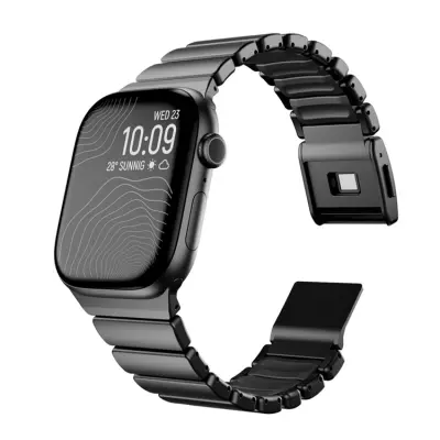 Apple Watch (42/44/45/46/49mm) Armband Stainless Steel (Svart)