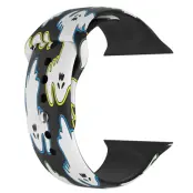 Apple Watch (42/44/45/mm) Armband halloween floral - Gul/Blå