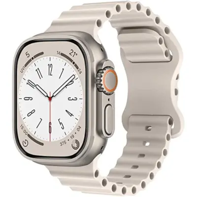 Apple Watch 4/5/6/7/8/SE/Ultra (49/45/44/42mm) Silikon Ocean Band - Starlight