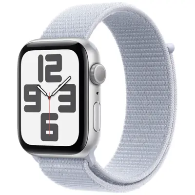 Apple Watch SE 44mm (GPS) Silver (Nylon Band Ljusblå)