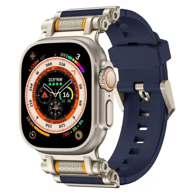 Apple Watch Ultra 2 (49mm) Armband Rotation Axis Silikon - Blå