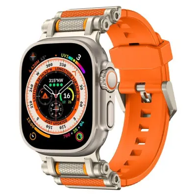 Apple Watch Ultra 2 (49mm) Armband Rotation Axis Silikon - Orange