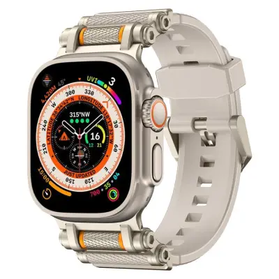 Apple Watch Ultra 2 (49mm) Armband Rotation Axis Silikon - Starlight