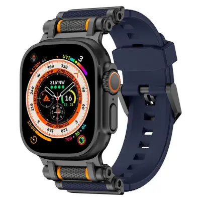 Apple Watch Ultra (49mm) Armband Rotation Axis Silikon - Blå