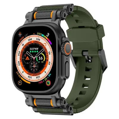 Apple Watch Ultra (49mm) Armband Rotation Axis Silikon - Grön