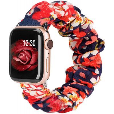 Armband Scrunchie kompatibel med Apple Watch 4/5/6/SE 42/44mm Rosa