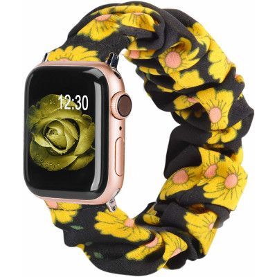 Armband Scrunchie kompatibel med Apple Watch 4/5/6/SE 42/44mm Blomma