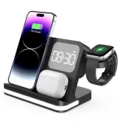 B-22 3-i-1 Trådlös Laddare 15W för iPhone, Apple Watch, AirPods (Svart)
