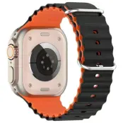 Beline Apple Watch (38/40/41mm) Armband Silikon Waves - Svart/Orange