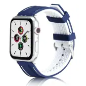 Beline Apple Watch (38/40/41mm) Armband Solid Silikon - Marinblå/Vit