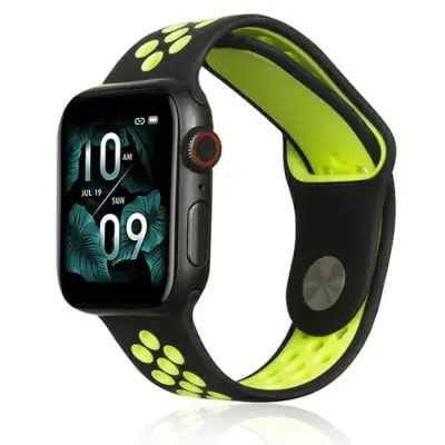Beline Apple Watch (38/40/41mm) Armband Sport Silikon - Svart/Lime