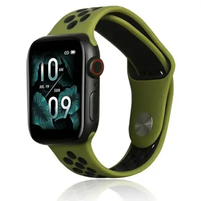 Beline Apple Watch (42/44/45/49mm) Armband Sport Silikon - Svart/Grön