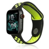 Beline Apple Watch (42/44/45/49mm) Armband Sport Silikon - Svart/Lime