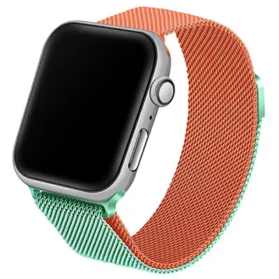 Beline Apple Watch (42/44/45/49mm) Armband Steel - Grön/Orange
