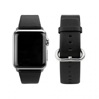 CASEual Apple Watch 38 mm- Svart läderarmband med präglad struktur