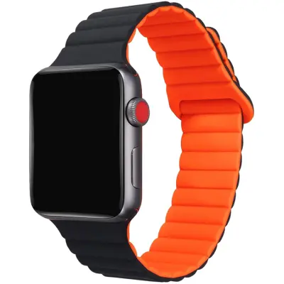 Celly Apple Watch (42/44/45mm) Armband Magnetiskt - Svart/Orange