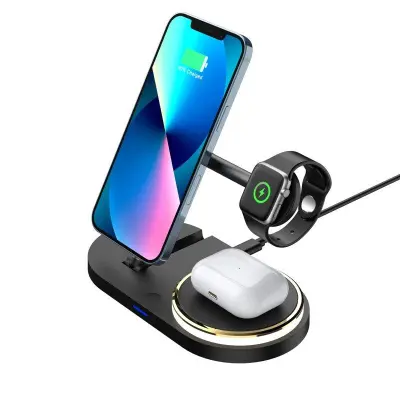 CF36 15W Trådlös laddningsställ för iPhone / Apple Watch / AirPods - Svart
