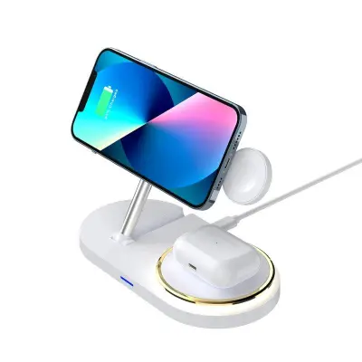 CF36 15W Trådlös laddningsställ för iPhone / Apple Watch / AirPods - Vit