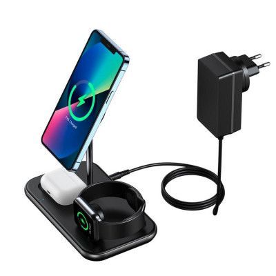 Choetech 3in1 MFM MFi Laddare/Induktiv Laddningsstation För iPhone  - Grå