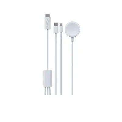 Devia 3in1 Apple Watch Laddare Med USB-C/Lightning Kabel Smart EA520 - Vit