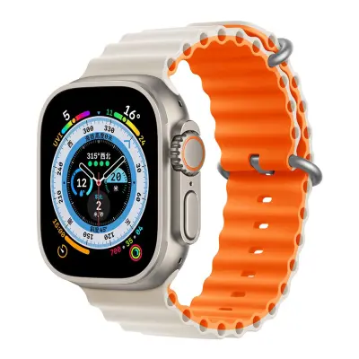 Devia Sport6 Silicone Two-tone Watch Band (Apple Watch 49/46/45/44/42mm) - Svart/Orange