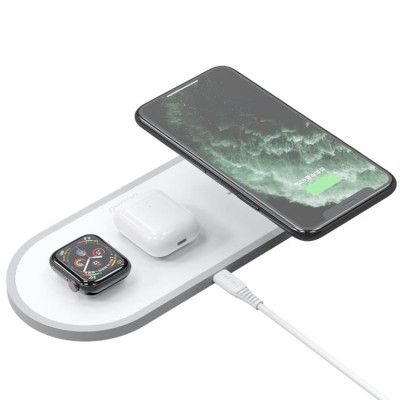Dudao 3in1 Trådlös Laddare Telefon / AirPods / Apple Watch 38 mm - Vit