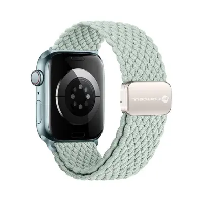 Forcell Apple Watch (42/44/45/49mm) Armband Magnetic Nylon - Ljusgrön