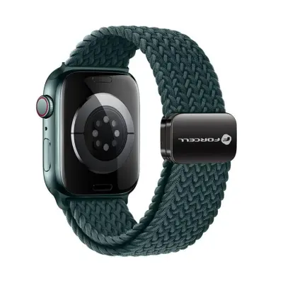Forcell Apple Watch (42/44/45/49mm) Armband Magnetic Nylon - Mörkgrön