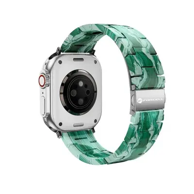 Forcell Apple Watch (42/44/45/49mm) Armband Marble Resin - Grön