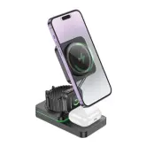 Hoco 3-in-1 Trådlös Laddare Magsafe 15W iPhone, Apple Watch, AirPods - Svart