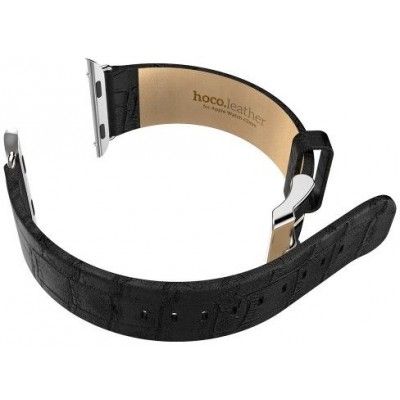 Hoco Bamboo Leather Band (Apple Watch 42 mm) - Svart