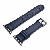 iCarer Äkta Läder Armband Apple Watch 3 / 2 / 1 38mm - Mörkblå